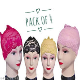Multicolor lycra net Hijab Islamic caps (pack of 4) for modesty & comfort, Indian-made