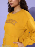 Dillinger Mustard oversized cotton sweatshirt with printed net design, size XS (India)