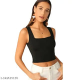 Premium cotton rib tank top for women, solid color, sleeveless, square neckline, country of origin: India
