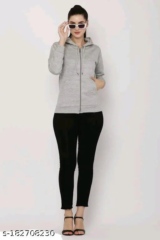 Women's premium fleece hoodies pack of 2, size S-XL in solid colors, featuring full zip and kangaroo pockets, made in India