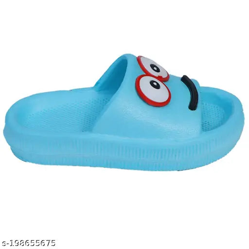 Sky Blue rubber MAD KIds slipper flip flops with cartoon character printed net design - perfect for kids' daily foot care
