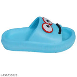 Sky Blue rubber MAD KIds slipper flip flops with cartoon character printed net design - perfect for kids' daily foot care