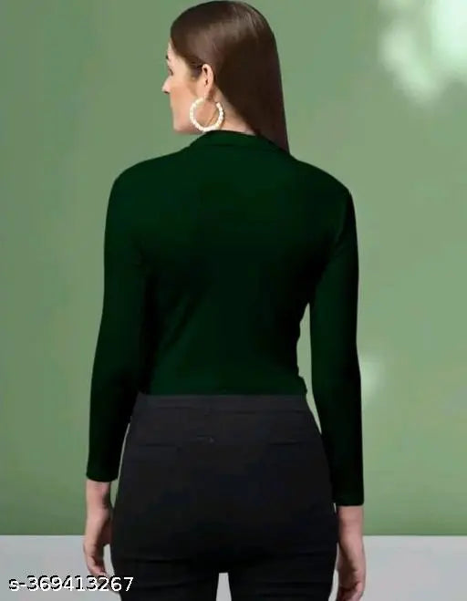 Cotton blend Flekit collar top, long sleeves, XS-L for women's casual wear
