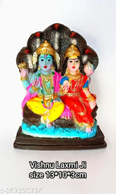 Lord Vishnu Laxmi Ji Chaturbahu Idol Figure, 13x10x3 cm, poly resin, best for home decor, puja gift