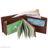 Brown textured artificial leather men's bifold wallet with 5 card slots, featuring an elegant design for fashionable men