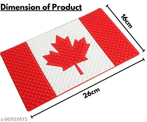 Premium Canada flag-pattern rubber anti-slip gel pad for car dashboard, holds phones, glasses, keys, & gadgets, extra thick (3mm), non-magnetic, temperature resistant, no adhesive needed, regain stickiness with soap and water