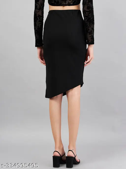 Purple polyester asymmetrical pencil skirt for women, perfect for formal events. Available in sizes 28, 30, 32, 34 (waist 28/30/32/34, hip 32/34/36/38, length 26in). Indian-made