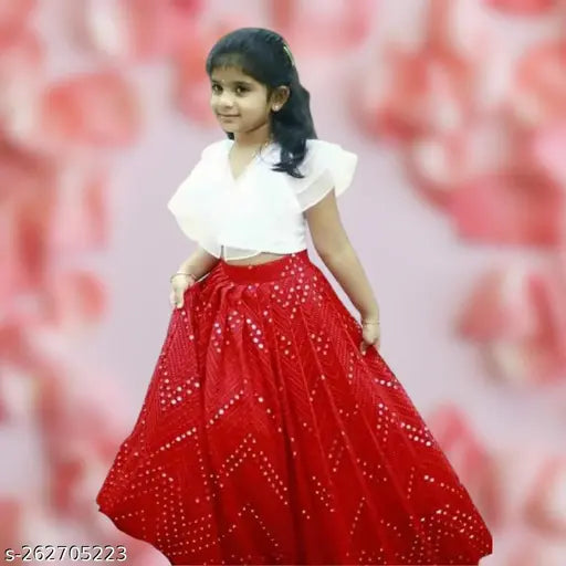 Organza & Net Embroidered Lehenga Cholis for Girls, 2-8 Years, Indian Traditional Fashion