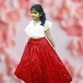 Organza & Net Embroidered Lehenga Cholis for Girls, 2-8 Years, Indian Traditional Fashion