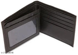 Leather men's wallet, 5-compartment organizer with 3 pockets, 1 zip, 4 car holders, and photo holder. Solid design, free size (11cm x 4cm). Indian origin