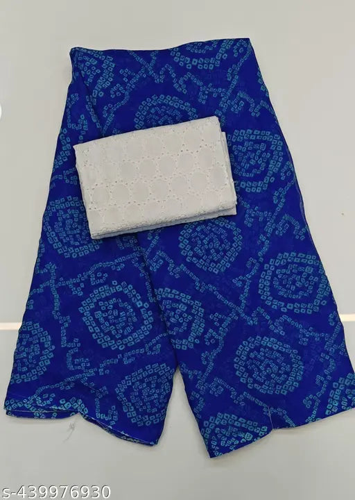 Bandhni Print Chiffon Saree with separate cotton blouse, vibrant pattern and free size, festive wear for Diwali, Durga Puja, Raksha Bandhan or Karwa Chauth