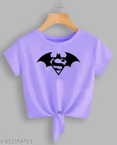 Lavender Lycra short sleeves, printed bat pattern, women's clothing - India