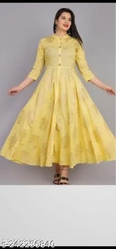 Rayon printed kurti for women and girls, three-quarter sleeves, handwoven with blurred design, Indian origin