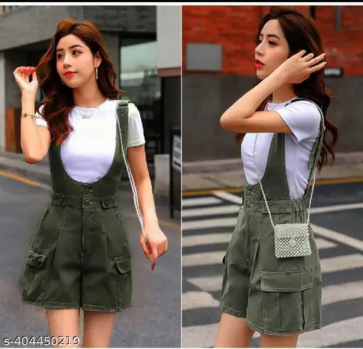 Classic cotton blend solid-colored short sleeve women's dress from India