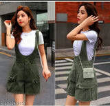 Classic cotton blend solid-colored short sleeve women's dress from India