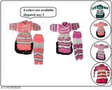 Wool winter frock for baby girls (pack of 2), self-design net, long sleeves