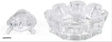 HaridwarDivine Crystal Glass Feng Shui Turtle/Tortoise with Leaf Plate (Medium), glossy glass showpiece for good luck & wealth creation, dimensions: 12 cm L x 3 cm H