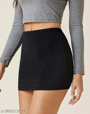 Black cotton blend mini skirts for women - Trendy stylish solid net skirt, perfect fit for sizes 26, 28, and 30