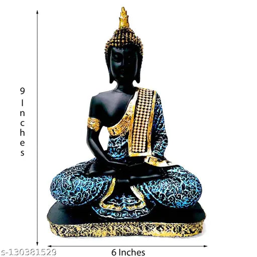 Resin Meditating Big Buddha Statue (23cm) - Indian Samadhi Idol for Home Decor or Gifting