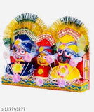 Ceramic handicraft & artifact showpiece: Idols of gods - Jagannath, Balabhadra, Devi Shubhadra (marble) - 26cmL x 10cmH x 1cmB, Indian origin