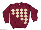 Soft unisex wool sweater, embroidered net pattern for kids (4-5 years), made in India
