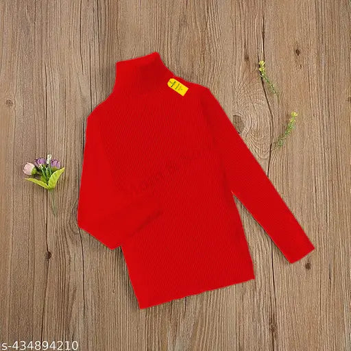 Wool winter full sleeve high neck sweater for baby boys and girls, solid pattern in multiple sizes from 12-18 months to 4-5 years. Made in India