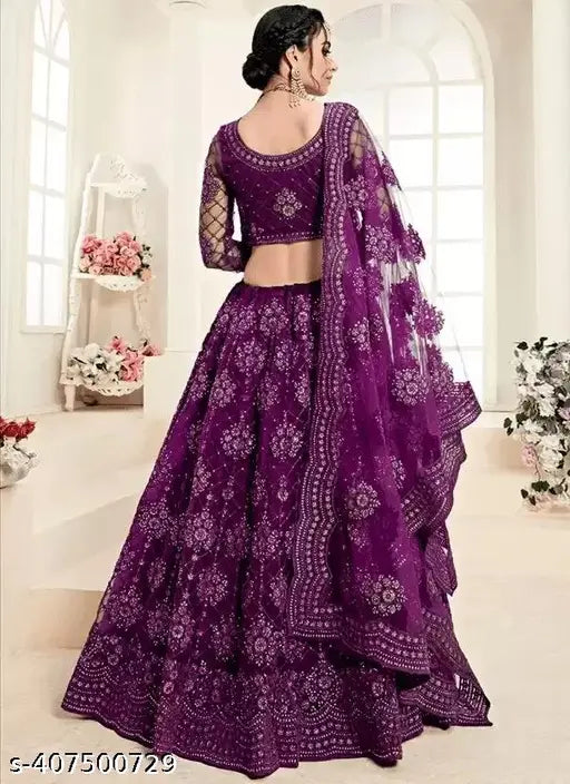 Women's & Girls Wine Lehenga Set with Full Sleeve Blouse - Embroidered High-Quality Party Wear from India