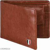 Tan PU Casual Modern Men Wallet, 5 compartments, solid net design, durable and compact for everyday use
