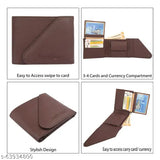 Brown faux leather casual men's wallet, regular size with 2 compartments, made in India