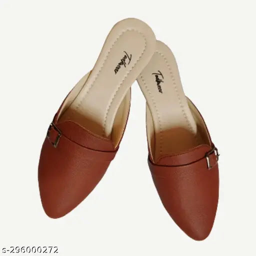 PU woven flip flop flats with buckle side cross mules for women & girls, comfortable daily wear footwear