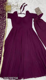 Purple embroidered georgette Anarkali long churidar kurta set with dupatta and bottomwear, heavy pure soft fox georgette material for girls and women party wear