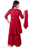 Embellished A-line Georgette Sharara set for girls, traditional Indian ethnic wear with dupatta