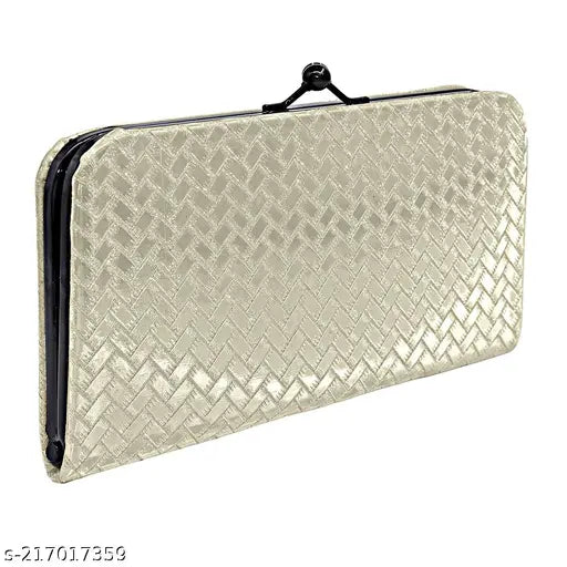 PU-LEATHER shining glittering bricks check design hand wallet/clutch for women, free size (L:21in, W:2in), India origin, with twist lock, center pocket, side pocket, and 3 compartments inside