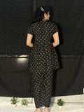 Indian-made self-designed crepe jumpsuit with short sleeves, women's size S-XXL