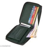 Green PU zip wallet, BI Men design, solid green round style with 2 compartments, made in high-quality leather, well-crafted for maximum needs
