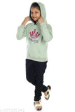 Printed polycotton hoodie sweatshirt for girls, long sleeves, size 3-4 years, India origin