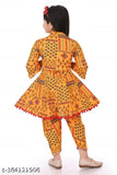 Elegance Redefined cotton blend dhoti kurta set with koti - printed net, traditional Indian attire for girls aged 12-10 years