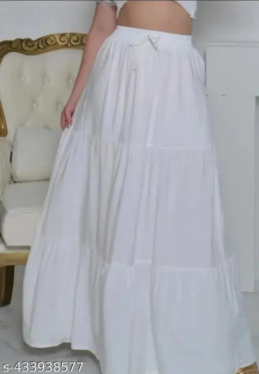 Attractive white rayon skirt for women and girls, stylish and comfortable fashion piece