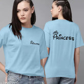 Sky Blue oversized graphic print women's T-shirt, polycotton, short sleeves, printed net design, India origin