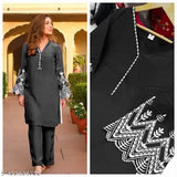 Rayon embroidered designer kurti and palazzo set, long sleeves, India-origin, trendy ethnic wear