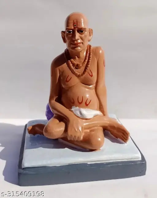 Poly resin Shri Swami Samarth Murti handicraft artifact, Indian idol on car dashboard or office desk (3x3x2 inches)