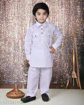 Boys cotton blend kurta and pyjama combo set, long sleeves for festive party wear