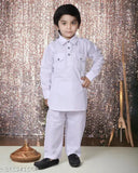 Boys cotton blend kurta and pyjama combo set, long sleeves for festive party wear