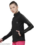 Olive polyester Chkokko Women's solid jacket, athletic wear with anti-microbial tech & long sleeves with thumbholes
