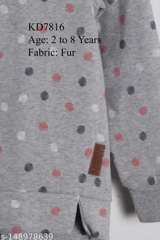 Stylish wool sweatshirt for kids, solid color winter wear in fur cloth, suitable for 2-3 years