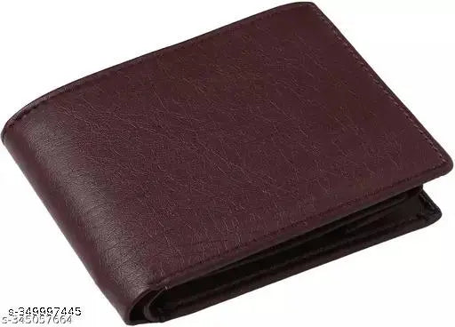 Beige PU artificial leather men's wallet (9 card slots), textured net pattern, free size (11cm x 9cm), casual accessory for everyday use