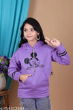 Purple sleeveless girls hoodie with printed net design, ideal for everyday comfort and style. Size: 9-15 years