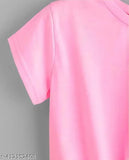 Pink Lycra crop top with "God is LOVE" printed design for women, short sleeves, size N