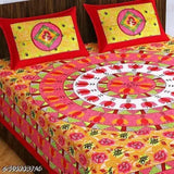 Attractive cotton ethnic motif flat sheets with 2 pillow covers - vibrant, superfine, summer-ready bedroom essential
