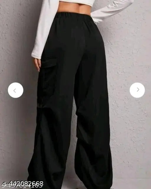 Solid cotton cargo pants for women, N size, Indian-made casual wear
